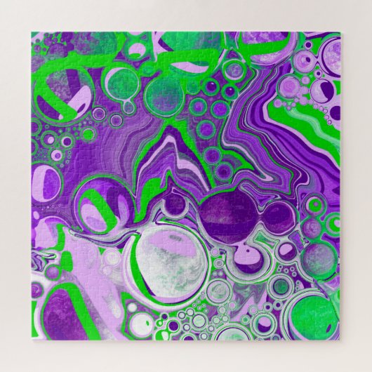 Lila und kalkgrüne Marmorlasche Kunst   Puzzle (Horizontal)