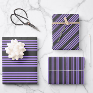 Lila und kohle-fünf Streifen Geschenkpapier Set