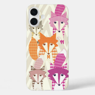 Lila und Korallen Vintage Fuchs Kunst Rot Retro iPhone 16 Plus Hülle