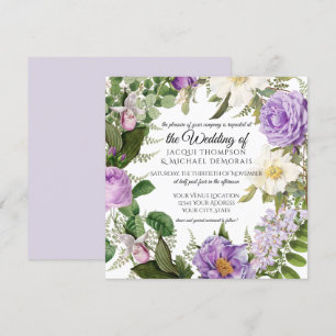 Lila und Lavendel Elfenbein Vintage Botanical Flor Einladung