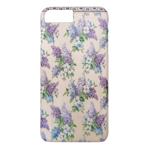 Lila und Lavendel Flieder auf Vintage Tapete iPhone 8 Plus/7 Plus Hülle