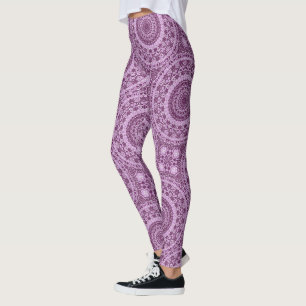 Lila und Lavendel geometrisches Mandala-Muster Leggings