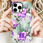 Lila und Lavendel-Monogramm-Blumenmuster Case-Mate iPhone Hülle