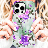 Lila und Lavendel-Monogramm-Blumenmuster Case-Mate iPhone Hülle
