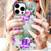 Lila und Lavendel-Monogramm-Blumenmuster Case-Mate iPhone Hülle