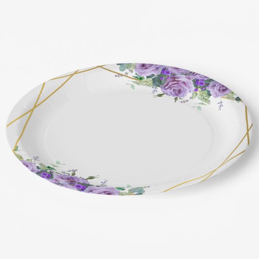 Lila und Lavendel Pappteller (Schrägansicht)