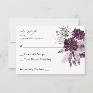 Lila- und Lavendelblüten ohne Essens-RSVP RSVP Karte