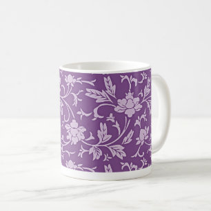 Lila und lavendelfarbenes Blumenmuster Kaffeetasse