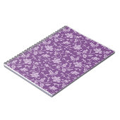 Lila und lavendelfarbenes Blumenmuster Notizblock (Linke Seite)