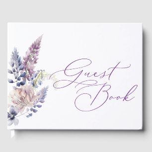 Lila und lavendelfarbenes Floral-Gästebuch Gästebuch