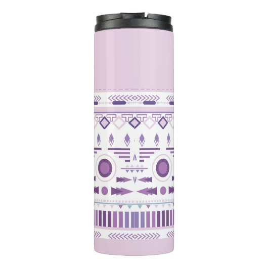 Lila und Lavender Geometric Boho Muster Thermosbecher (Rückseite)