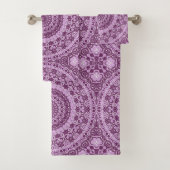 Lila und Lavender Geometric Mandala Pattern Badhandtuch Set (Insitu)