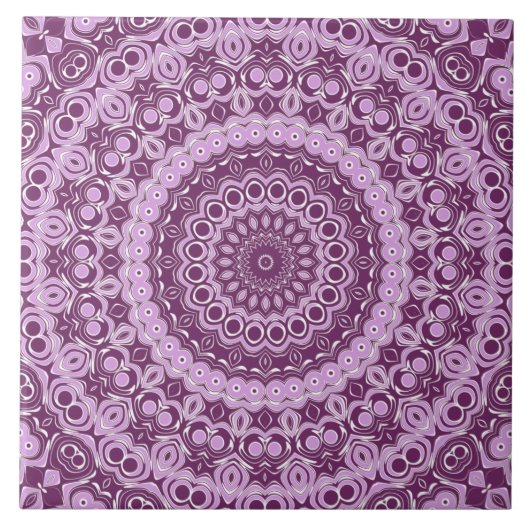 Lila und Lavender Geometric Mandala Pattern Fliese (Vorderseite)