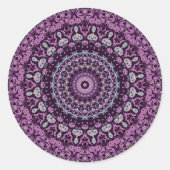 Lila und Lavender Mandala-Muster Runder Aufkleber (Vorderseite)