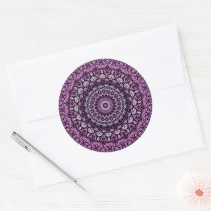 Lila und Lavender Mandala-Muster Runder Aufkleber