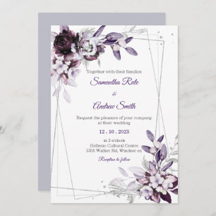 Lila und Lavender Silver Wedding Einladung