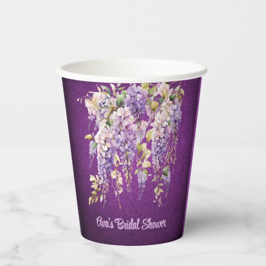 Lila und Lavender Wisteria Brautparty Pappbecher (Vorderseite)