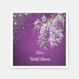 Lila und Lavender Wisteria Brautparty Serviette