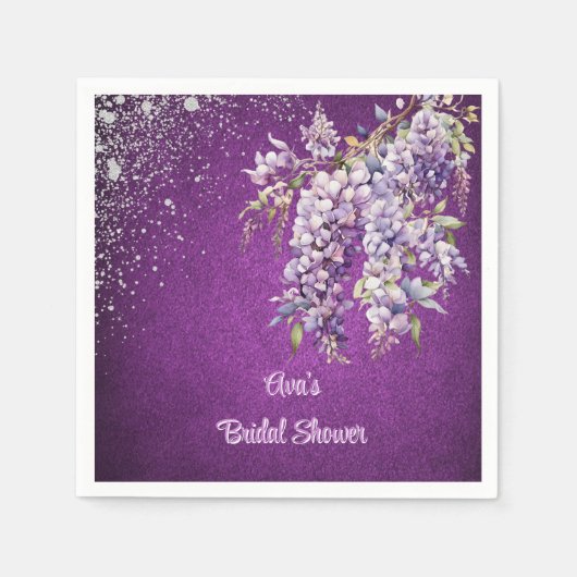 Lila und Lavender Wisteria Brautparty Serviette (Vorderseite)