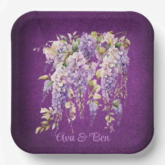 Lila und Lavender Wisteria Wedding Pappteller (Vorderseite)