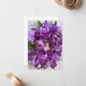 Lila und lavenöse Iris Mitteilungskarte (Vorderseite/Rückseite Beispiel)