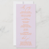 Lila und lebendige Orange Moderne Hochzeitsprogram (Rückseite)