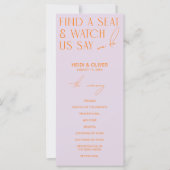 Lila und lebendige Orange Moderne Hochzeitsprogram (Vorderseite)