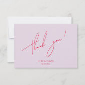 Lila und lebendige Red Simple Wedding Dankeschön C Dankeskarte (Vorderseite)