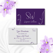 Lila und leicht grau Modernes, Verziert mit Monogr Visitenkarte