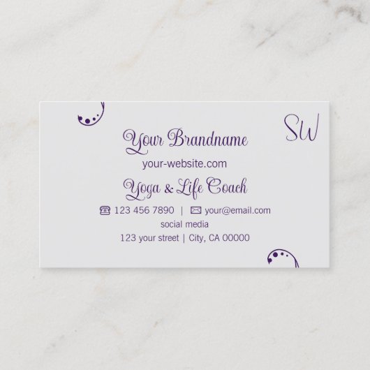 Lila und leicht grau Modernes, Verziert mit Monogr Visitenkarte (Rückseite)