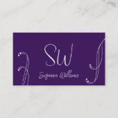Lila und leicht grau Modernes, Verziert mit Monogr Visitenkarte (Vorderseite)