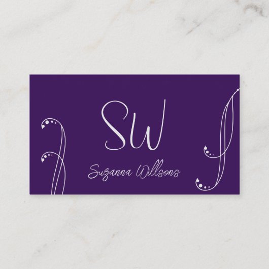 Lila und leicht grau Modernes, Verziert mit Monogr Visitenkarte (Vorderseite)