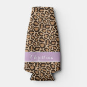 Lila und leopard Print Custom Monogram Flaschenkühler (Vorderseite)