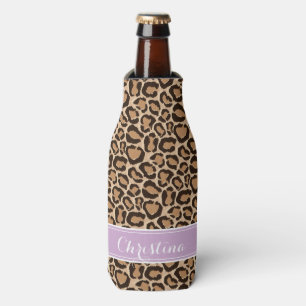 Lila und leopard Print Custom Monogram Flaschenkühler