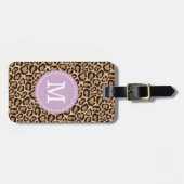Lila und leopard Print Custom Monogram Gepäckanhänger (Vorderseite horizontal)