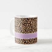 Lila und leopard Print Custom Monogram Kaffeetasse (Vorderseite Links)
