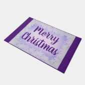 Lila und lila Frost Frohe Weihnachten Fußmatte (Schrägansicht)