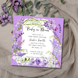 Lila und Lilac Delicate Florals Baby Dusche Einladung