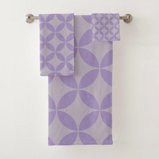 Lila und Lilac Mitte Jahrhundert Modernes Muster Badhandtuch Set (Insitu)