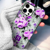 Lila und Lilac Monogram Floral Case-Mate iPhone Hülle