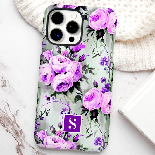Lila und Lilac Monogram Floral Case-Mate iPhone Hülle