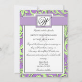 Lila und Lime Green Damask Hochzeiten Einladung (Rückseite)