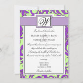 Lila und Lime Green Damask Hochzeiten Einladung (Rückseite)