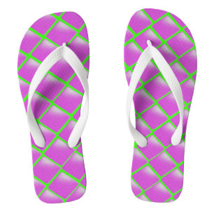 Lila und Limettengrün-Muster Badesandalen