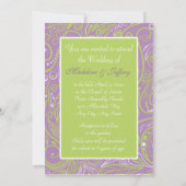 lila und Limone Paisley-Hochzeit Einladung (Rückseite)