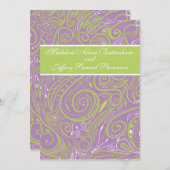 lila und Limone Paisley-Hochzeit Einladung (Vorne/Hinten)