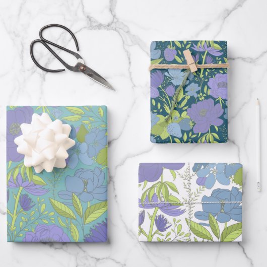 Lila und Limoner Blumenkochtopf Geschenkpapier Set (Vorderseite)