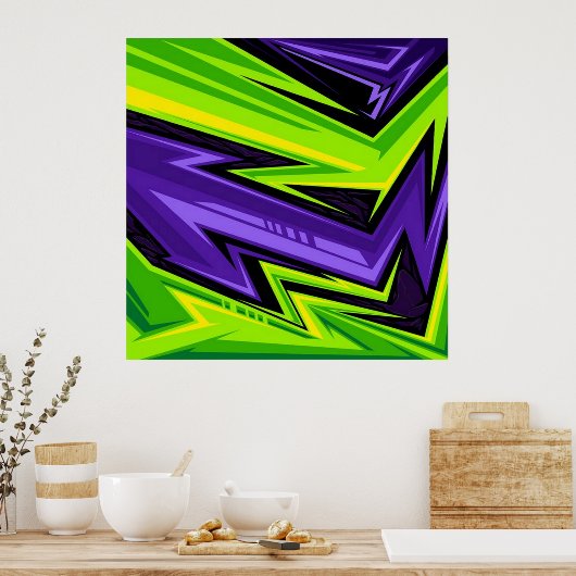 Lila und Lindgrün-Abstraktes Kunstposter Poster (Küche)