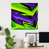 Lila und Lindgrün-Abstraktes Kunstposter Poster (Heimbüro)