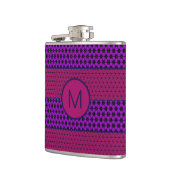 Lila und Magenta Muster gestreifte Monogramm Flachmann (Links)
